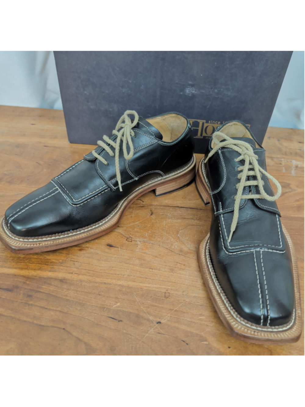 Men's Vintage Italian Made Square Toe Wide Welted Shoes 8